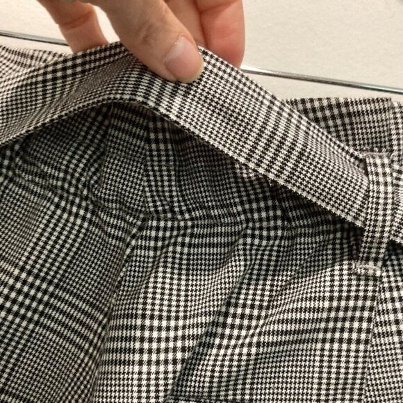Zara Trafaluc Black And White Plaid Paper Bag Belted Trouser Pants - Picture 12 of 15